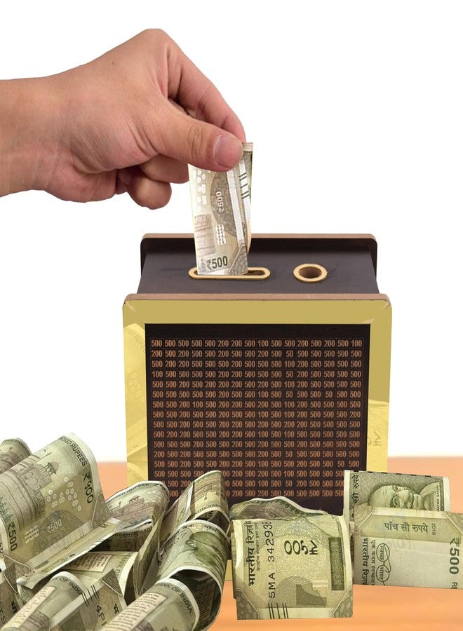 nexat Wooden Piggy Bank for Kids & Adults, Coin Box with Carved Design, Savings Box, Mini Bank, Donation Box, Smart Money Box, Wooden Coin Box, Money Saver, Piggy Bank with Numbers (5) - Image 4